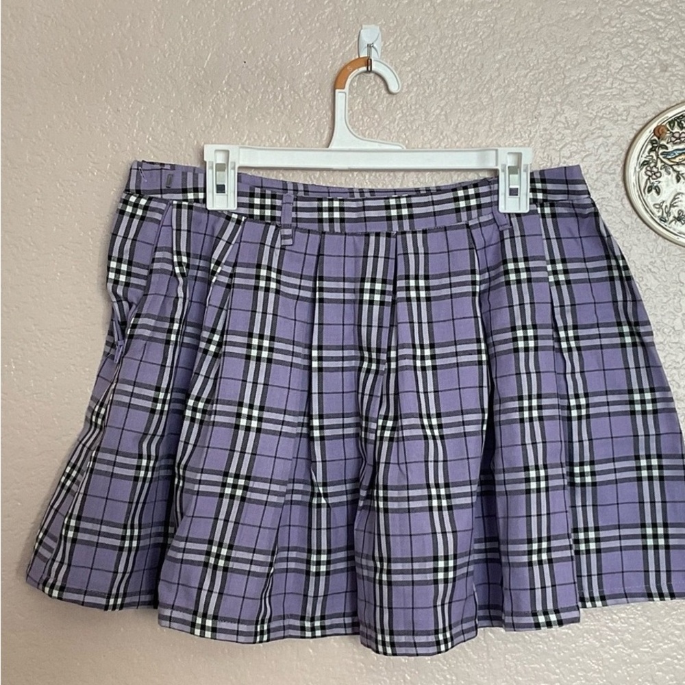 Hot Topic Lavender Checkered Mini Skirt